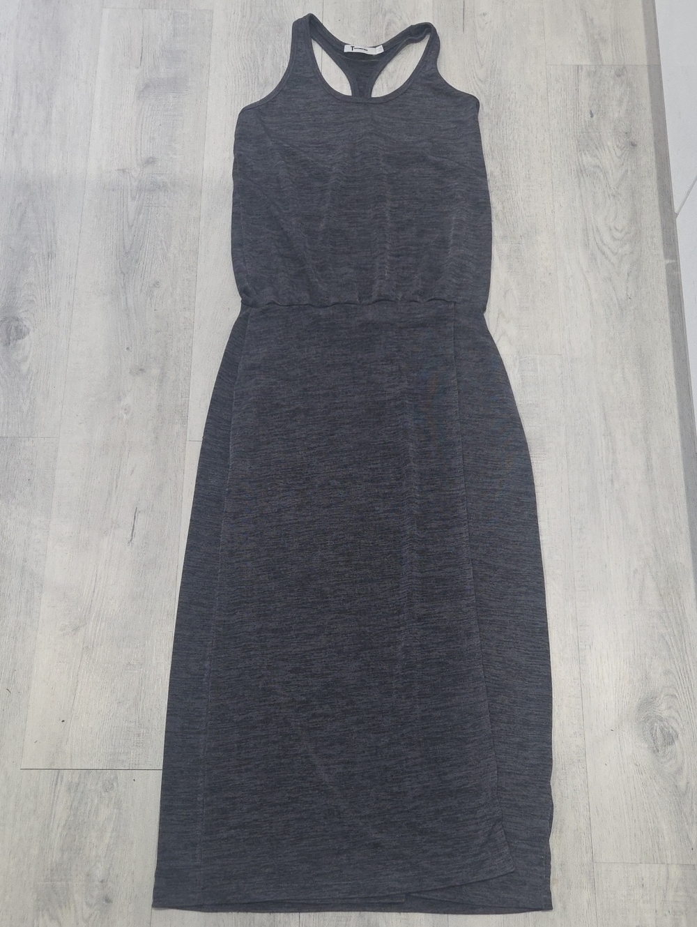 Sleeveless Racerback Maxi Dress in Charcoal Gray